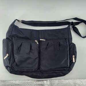 Gold Coast Black Nylon Messenger Bag Multi Pocket Crossbody Travel Work Bag